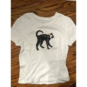 House of cotton womens small cat shirt white